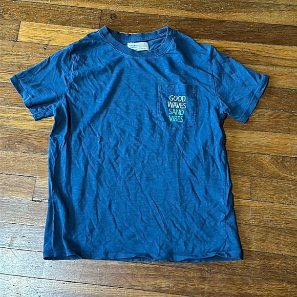 Zara Boys “Good Waves” Pocket Tee, Blue, Sz 9 - Picture 1 of 4